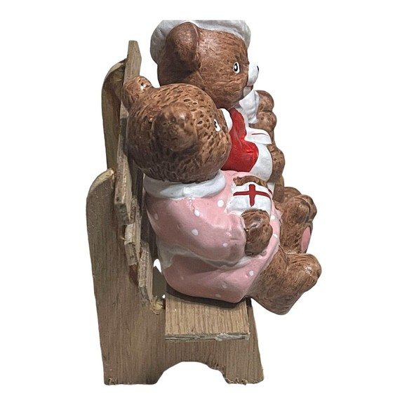 Vtg  Art mark Mr & Mrs Christmas Bear On A Wooden Bench Figurines Decor READ - Picture 5 of 6